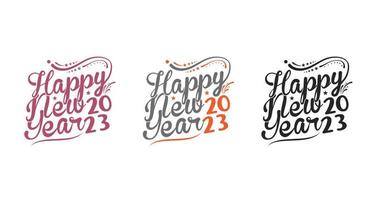 feliz año nuevo 2023 logo y tipografía caligrafía diseño de camiseta 2023 vector