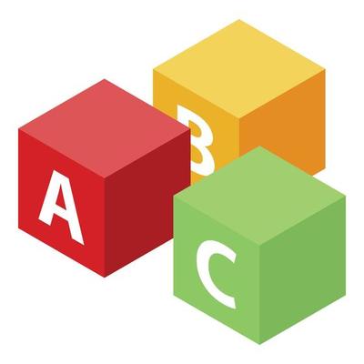 Colorful kid cubes icon, isometric style