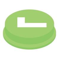 Approved green button icon, isometric style