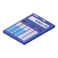 icono de calculadora azul, estilo isométrico vector
