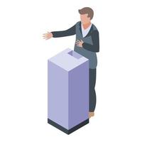 Bank teller box icon, isometric style vector