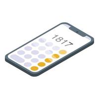 icono de calculadora de smartphone, estilo isométrico vector