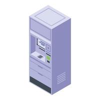 Bank atm icon, isometric style vector