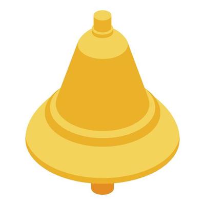 Deadline gold bell icon, isometric style