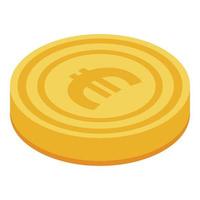 Euro gold coin icon, isometric style vector