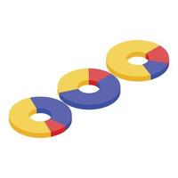 Pie charts trade icon, isometric style vector