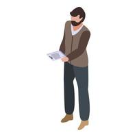 Immigrant icon, isometric style vector