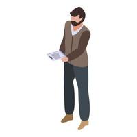 Immigrant icon, isometric style vector