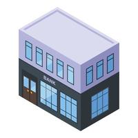 Bank office building icon, isometric style vector