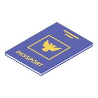 icono de pasaporte internacional, estilo isométrico vector