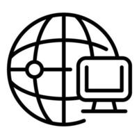 Global internet icon, outline style vector