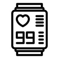 Smartwatch heart rate icon outline vector. Watch monitor vector