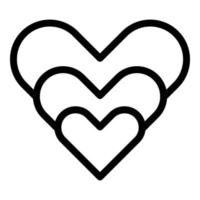 vector de contorno de icono de corazones enamorados. forma de corazón