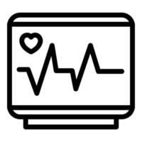 vector de contorno del icono del monitor cardíaco del hospital. latido del corazón
