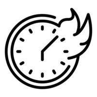 vector de contorno de icono de reloj de fuego. reloj rapido llama