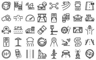 Road sensors icons set, outline style vector