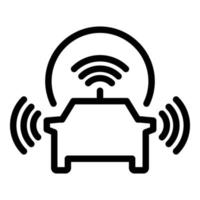 Vector de contorno de icono de sensor múltiple de coche. calle principal