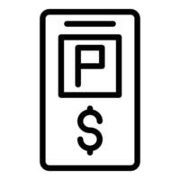 vector de esquema de icono de pago de estacionamiento. parque de entradas