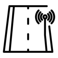 vector de contorno de icono de sensor de carretera wifi. auto autónomo