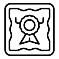 icono de diploma de emblema de productos regulados, estilo de esquema vector