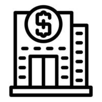 Money building icon, outline style vector