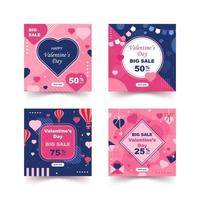 Valentine's Sale Social Media Post with Flat Color Concept vector