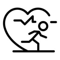 Runner heart rate icon, outline style vector