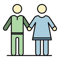 Senior couple icon color outline vector