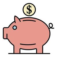 Piggy bank icon color outline vector