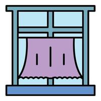 Room window curtain icon color outline vector