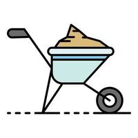 Full sand wheelbarrow icon color outline vector