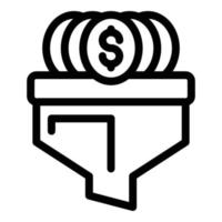 Funnel money icon, outline style vector