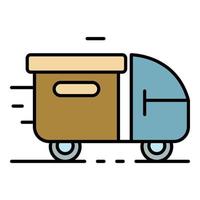 Truck parcel delivery icon color outline vector