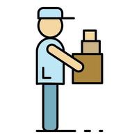 Home man delivery icon color outline vector