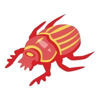 icono de escarabajo rojo, estilo isométrico vector