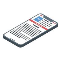 Smartphone online library icon, isometric style vector