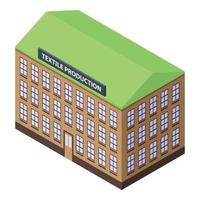 Textile production building icon, isometric style vector