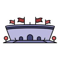 Arena with flag icon color outline vector