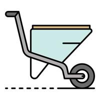 Garden wheelbarrow icon color outline vector