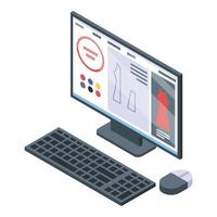 Textile computer modeling icon, isometric style vector