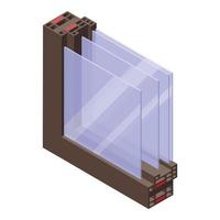 Soundproofing window construction icon, isometric style vector