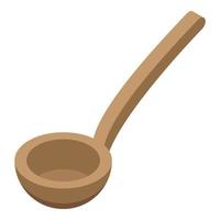 Sauna wood spoon icon, isometric style vector