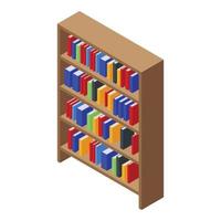 Library book shelf icon, isometric style vector