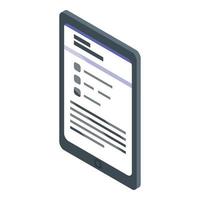 Tablet online library icon, isometric style vector