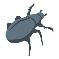 Black scarab beetle icon, isometric style vector