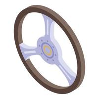 Retro steering wheel icon, isometric style vector