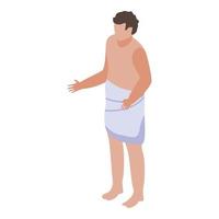 Boy sauna towel icon, isometric style vector