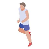 Workout boy running icon, isometric style vector