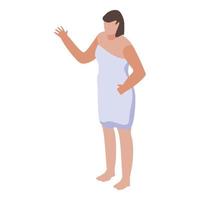 icono de sauna de mujer, estilo isométrico vector