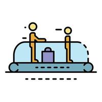 People at escalator icon color outline vector